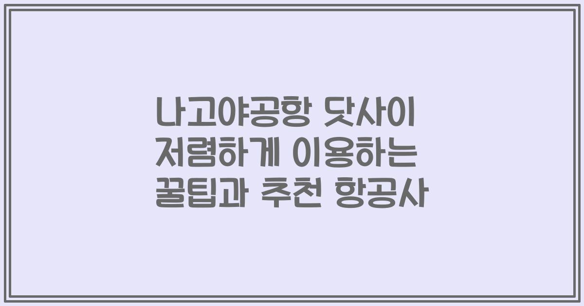 나고야공항 닷사이 저렴하게 이용하는 꿀팁과 추천 항공사